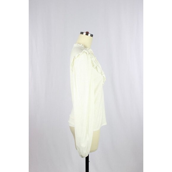 NATION LTD Quintana Ivory Cotton Jersey V-Neck Long Sleeve T-Shirt Top, Size S - Picture 4 of 15